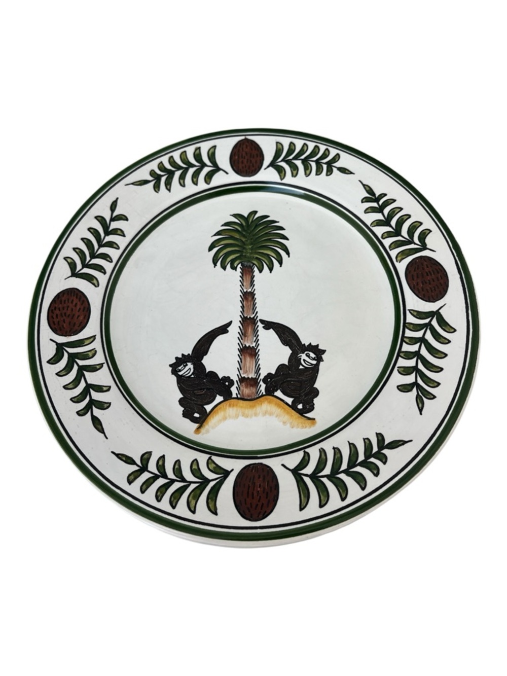 Azulcer Portugal Hand Painted Monkey Coconut Palm Tree Small Decorative Plates 5